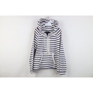 Vtg 90s Y2K American Eagle Womens XL Babydoll Striped Copped Half Zip Hoodie